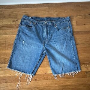Levi's Frayed Blue Denim Shorts